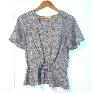 Sienna Sky Spotted Tie Waist Career Blouse